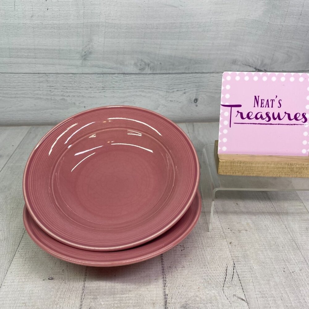 Nancy Calhoun DARK ROSE Japan Solid Color Smooth Stoneware Rim Soup Bowls Set 2 - Picture 2 of 15